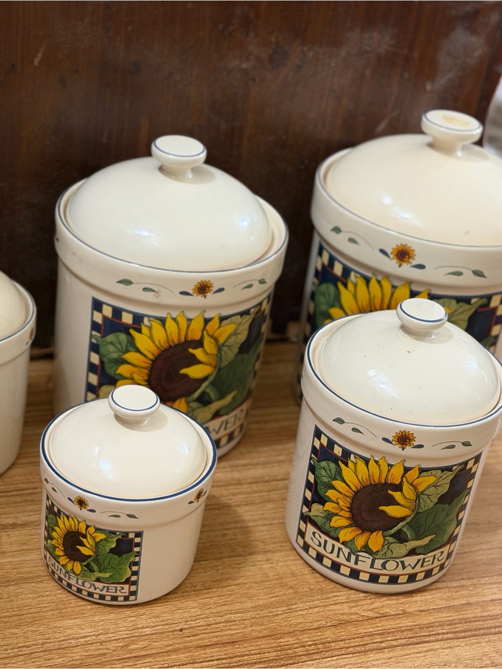 Sunflower Ceramic Canister Set - Cream and Yellow